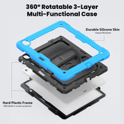 For iPad Air 13 2025 / 2024 Silicone Hybrid PC Tablet Case with Shoulder Strap(Black + Light Blue)