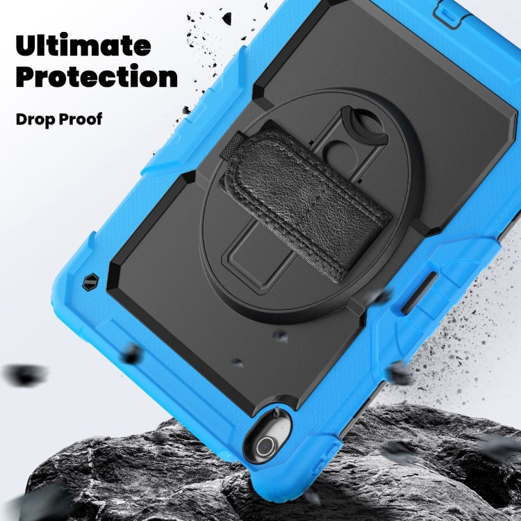 For iPad Air 13 2025 / 2024 Silicone Hybrid PC Tablet Case with Shoulder Strap(Black + Light Blue)