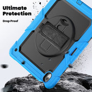 For iPad Air 13 2025 / 2024 Silicone Hybrid PC Tablet Case with Shoulder Strap(Black + Light Blue)