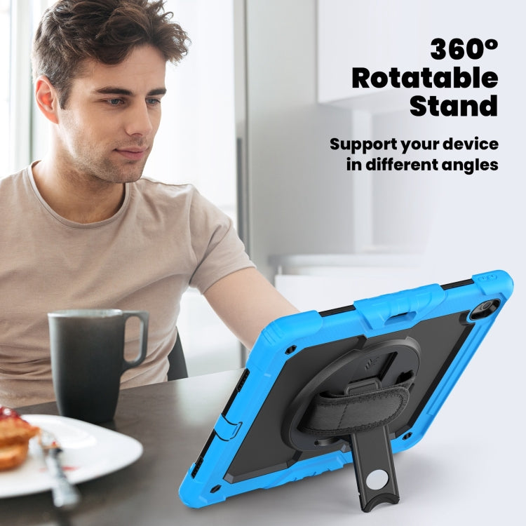 For iPad Air 13 2025 / 2024 Silicone Hybrid PC Tablet Case with Shoulder Strap(Black + Light Blue)