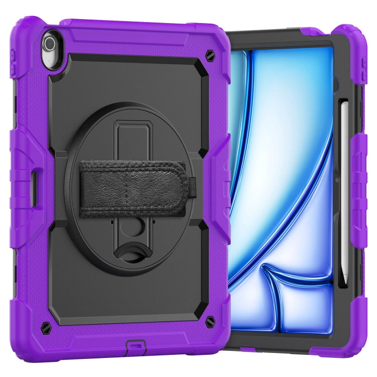 For iPad Air 13 2025 / 2024 Silicone Hybrid PC Tablet Case with Shoulder Strap(Purple)