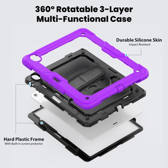 For iPad Air 13 2025 / 2024 Silicone Hybrid PC Tablet Case with Shoulder Strap(Purple)