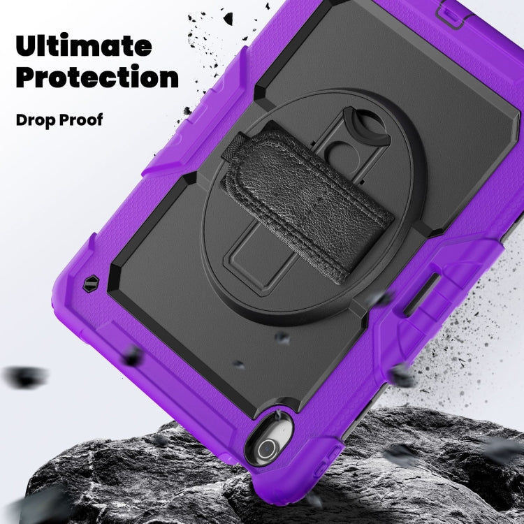 For iPad Air 13 2025 / 2024 Silicone Hybrid PC Tablet Case with Shoulder Strap(Purple)