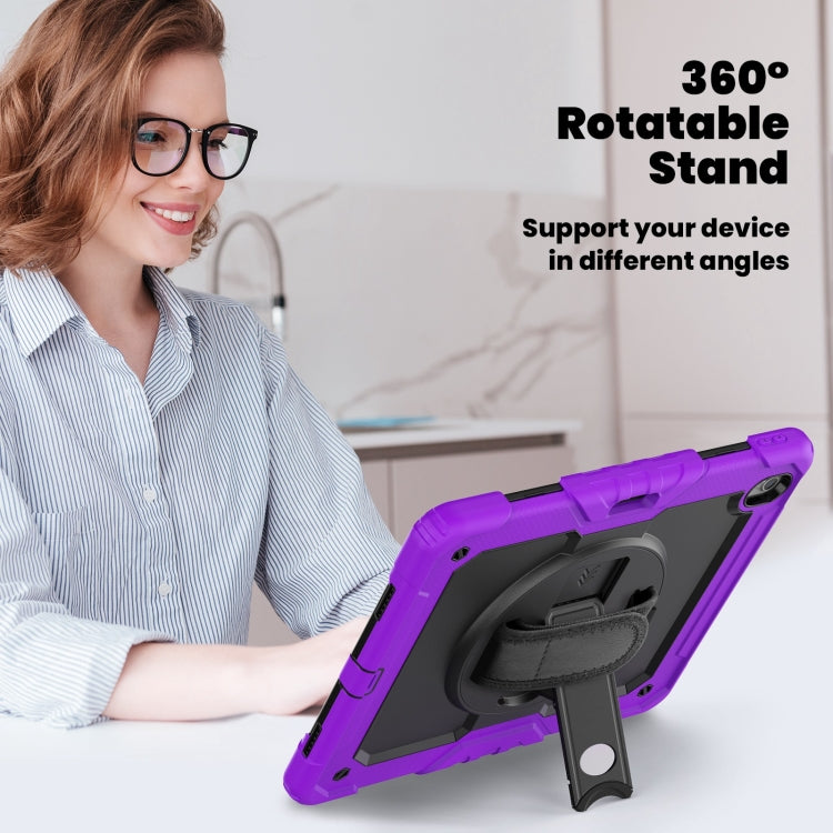 For iPad Air 13 2025 / 2024 Silicone Hybrid PC Tablet Case with Shoulder Strap(Purple)