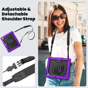 For iPad Air 13 2025 / 2024 Silicone Hybrid PC Tablet Case with Shoulder Strap(Purple)