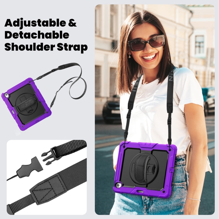 For iPad Air 13 2025 / 2024 Silicone Hybrid PC Tablet Case with Shoulder Strap(Purple)