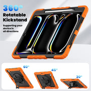 For iPad Pro 13 2024 Silicone Hybrid PC Tablet Case with Shoulder Strap(Orange)