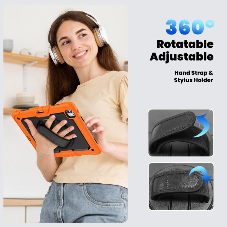 For iPad Pro 13 2024 Silicone Hybrid PC Tablet Case with Shoulder Strap(Orange)