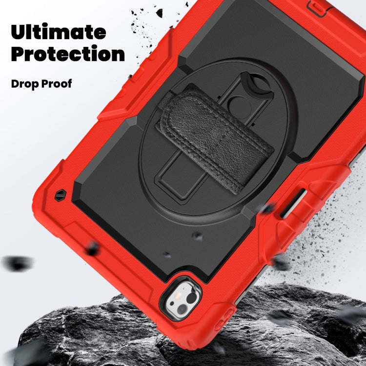 For iPad Pro 13 2024 Silicone Hybrid PC Tablet Case with Shoulder Strap(Red)