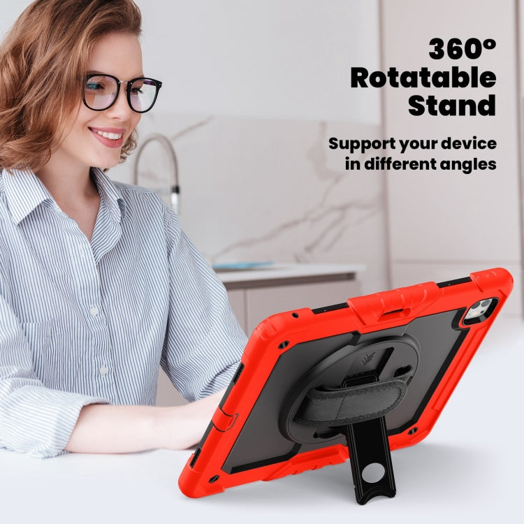 For iPad Pro 13 2024 Silicone Hybrid PC Tablet Case with Shoulder Strap(Red)