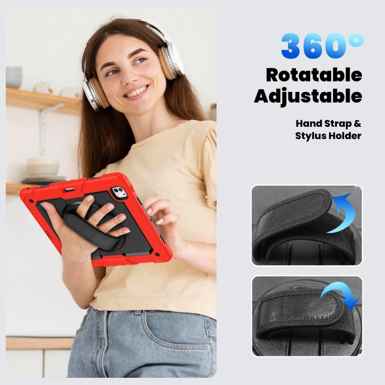For iPad Pro 13 2024 Silicone Hybrid PC Tablet Case with Shoulder Strap(Red)