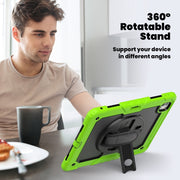 For iPad Pro 13 2024 Silicone Hybrid PC Tablet Case with Shoulder Strap(Black + Yellow Green)