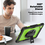 For iPad Pro 13 2024 Silicone Hybrid PC Tablet Case with Shoulder Strap(Yellow Green + Black)