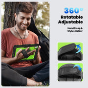 For iPad Pro 13 2024 Silicone Hybrid PC Tablet Case with Shoulder Strap(Yellow Green + Black)