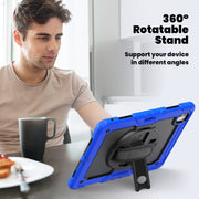 For iPad Pro 13 2024 Silicone Hybrid PC Tablet Case with Shoulder Strap(Black + Dark Blue)