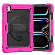 For iPad Pro 13 2024 Silicone Hybrid PC Tablet Case with Shoulder Strap(Black + Rose Red) - iPad Pro 13 2024 Cases by PMC TechLife | Online Shopping South Africa | PMC TechLife | Buy Now Pay Later Mobicred