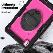 For iPad Pro 13 2024 Silicone Hybrid PC Tablet Case with Shoulder Strap(Rose Red + Black)