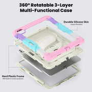 For iPad Pro 13 2024 Silicone Hybrid PC Tablet Case with Shoulder Strap(Camouflage Pink)
