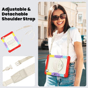 For iPad Pro 13 2024 Silicone Hybrid PC Tablet Case with Shoulder Strap(Camouflage Red)