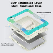 For iPad Pro 13 2024 Silicone Hybrid PC Tablet Case with Shoulder Strap(Camouflage Light Blue)