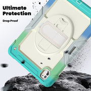 For iPad Pro 13 2024 Silicone Hybrid PC Tablet Case with Shoulder Strap(Camouflage Light Blue)