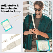For iPad Pro 13 2024 Silicone Hybrid PC Tablet Case with Shoulder Strap(Camouflage Light Blue)