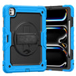 For iPad Pro 13 2024 Silicone Hybrid PC Tablet Case with Shoulder Strap(Black + Light Blue) - iPad Pro 13 2024 Cases by PMC TechLife | Online Shopping South Africa | PMC TechLife | Buy Now Pay Later Mobicred