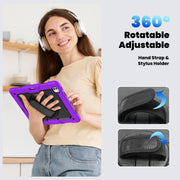 For iPad Pro 13 2024 Silicone Hybrid PC Tablet Case with Shoulder Strap(Purple)