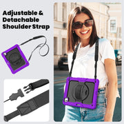 For iPad Pro 13 2024 Silicone Hybrid PC Tablet Case with Shoulder Strap(Purple)