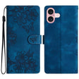For iPhone 16 Cherry Blossom Butterfly Skin Feel Embossed PU Phone Case(Blue) - iPhone 16 Cases by PMC TechLife | Online Shopping South Africa | PMC TechLife | Buy Now Pay Later Mobicred