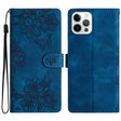 For iPhone 16 Pro Cherry Blossom Butterfly Skin Feel Embossed PU Phone Case(Blue) - iPhone 16 Pro Cases by PMC TechLife | Online Shopping South Africa | PMC TechLife | Buy Now Pay Later Mobicred