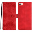 For iPhone 16e Cherry Blossom Butterfly Skin Feel Embossed PU Phone Case(Red) - iPhone 16e Cases by PMC TechLife | Online Shopping South Africa | PMC TechLife | Buy Now Pay Later Mobicred