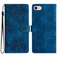 For iPhone 16e Cherry Blossom Butterfly Skin Feel Embossed PU Phone Case(Blue) - iPhone 16e Cases by PMC TechLife | Online Shopping South Africa | PMC TechLife | Buy Now Pay Later Mobicred