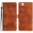For iPhone 16e Cherry Blossom Butterfly Skin Feel Embossed PU Phone Case(Brown) - iPhone 16e Cases by PMC TechLife | Online Shopping South Africa | PMC TechLife | Buy Now Pay Later Mobicred