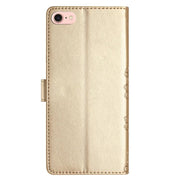 For iPhone 16e Cherry Blossom Butterfly Skin Feel Embossed PU Phone Case(Gold)