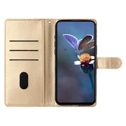 For iPhone 16e Cherry Blossom Butterfly Skin Feel Embossed PU Phone Case(Gold)