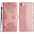 For iPhone 16e Cherry Blossom Butterfly Skin Feel Embossed PU Phone Case(Rose Gold) - iPhone 16e Cases by PMC TechLife | Online Shopping South Africa | PMC TechLife | Buy Now Pay Later Mobicred