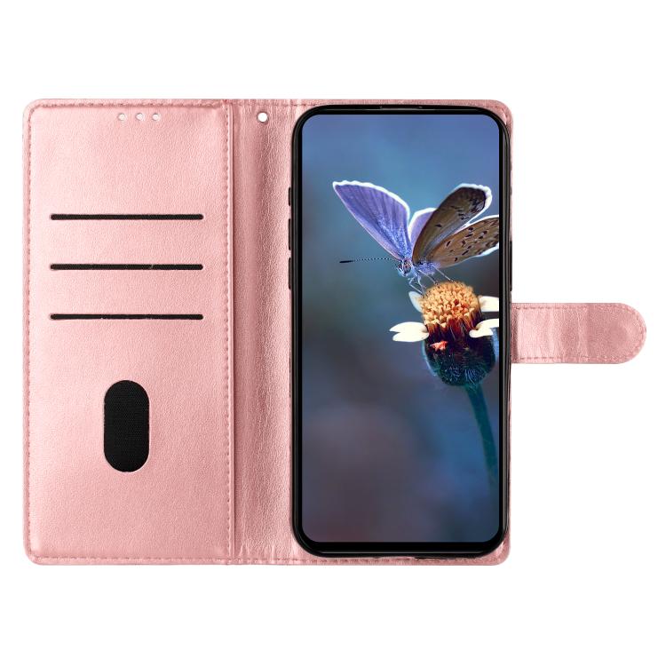 For iPhone 16e Cherry Blossom Butterfly Skin Feel Embossed PU Phone Case(Rose Gold)
