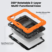 For iPad Pro 11 2024 Silicone Hybrid PC Tablet Case with Shoulder Strap(Orange)