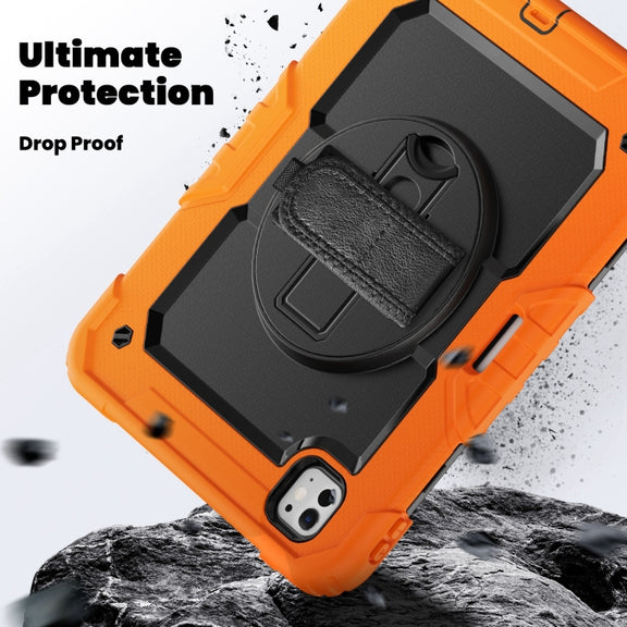 For iPad Pro 11 2024 Silicone Hybrid PC Tablet Case with Shoulder Strap(Orange)