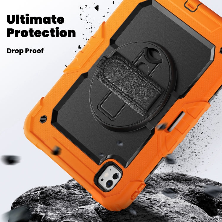 For iPad Pro 11 2024 Silicone Hybrid PC Tablet Case with Shoulder Strap(Orange)
