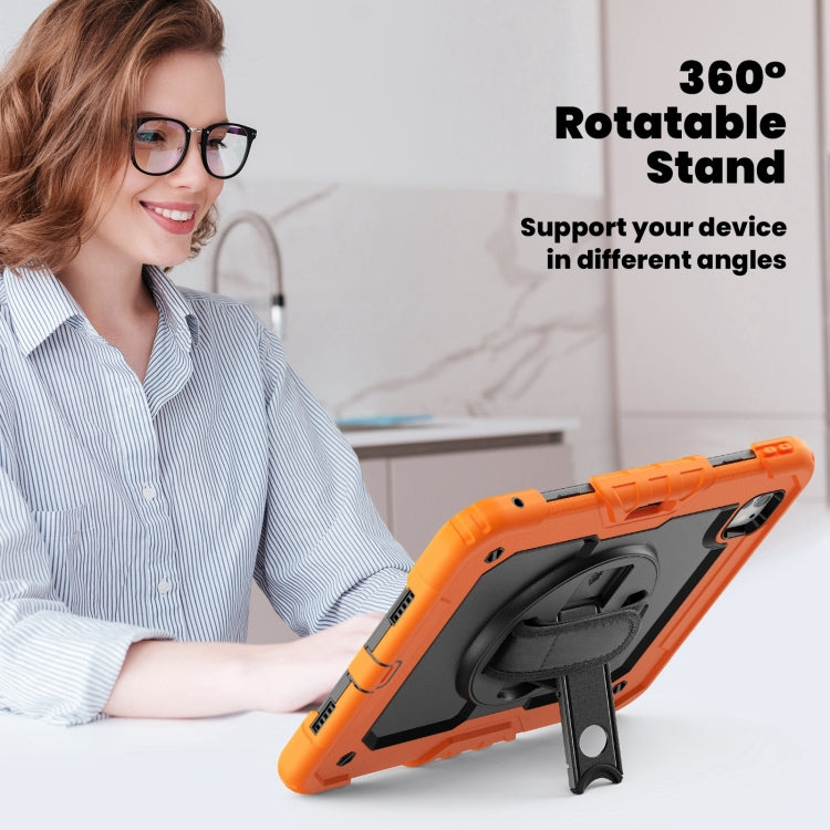 For iPad Pro 11 2024 Silicone Hybrid PC Tablet Case with Shoulder Strap(Orange)