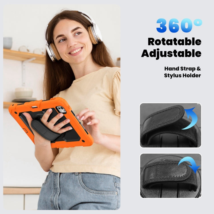 For iPad Pro 11 2024 Silicone Hybrid PC Tablet Case with Shoulder Strap(Orange)