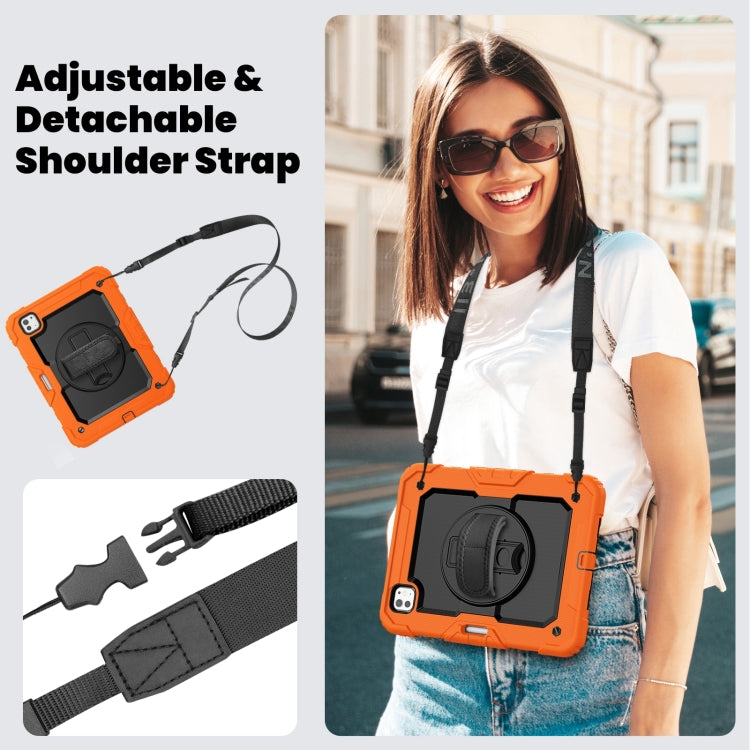 For iPad Pro 11 2024 Silicone Hybrid PC Tablet Case with Shoulder Strap(Orange)