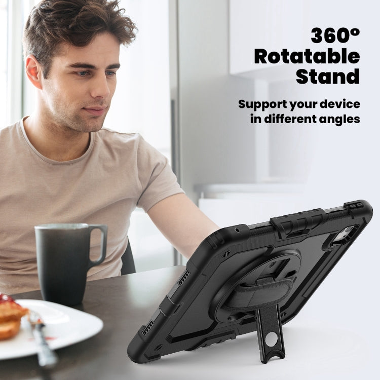 For iPad Pro 11 2024 Silicone Hybrid PC Tablet Case with Shoulder Strap(Black)