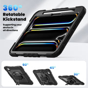 For iPad Pro 11 2024 Silicone Hybrid PC Tablet Case with Shoulder Strap(Black)