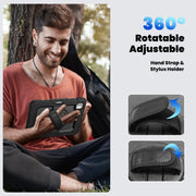 For iPad Pro 11 2024 Silicone Hybrid PC Tablet Case with Shoulder Strap(Black)