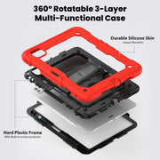 For iPad Pro 11 2024 Silicone Hybrid PC Tablet Case with Shoulder Strap(Red)