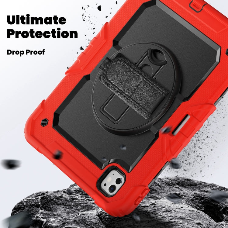 For iPad Pro 11 2024 Silicone Hybrid PC Tablet Case with Shoulder Strap(Red)