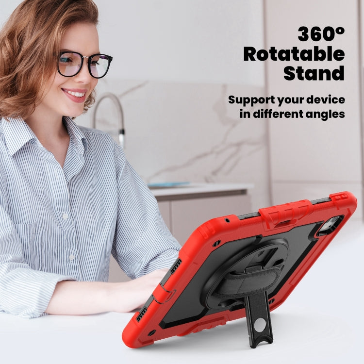 For iPad Pro 11 2024 Silicone Hybrid PC Tablet Case with Shoulder Strap(Red)
